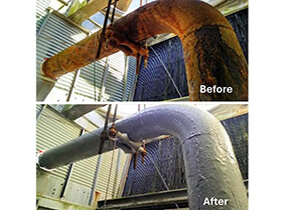 Before and After pipe cleaning and protecting at UMass Memorial Medical Center