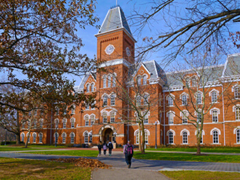 People outside a university building