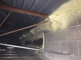 Spray foam insulation applied