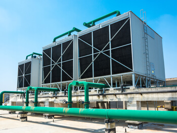 Cooling towers on commercial building