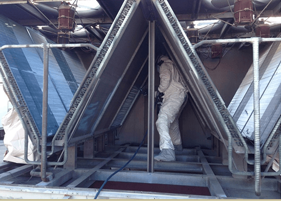 Worker standing under A frame for energy savings