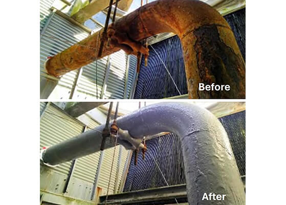 before and after of pipe restoration project