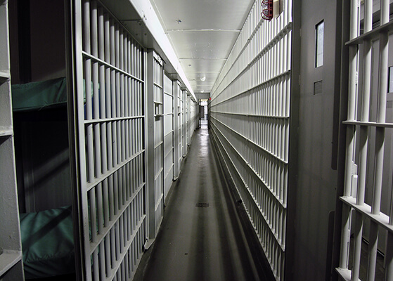 Hallway between jail cells