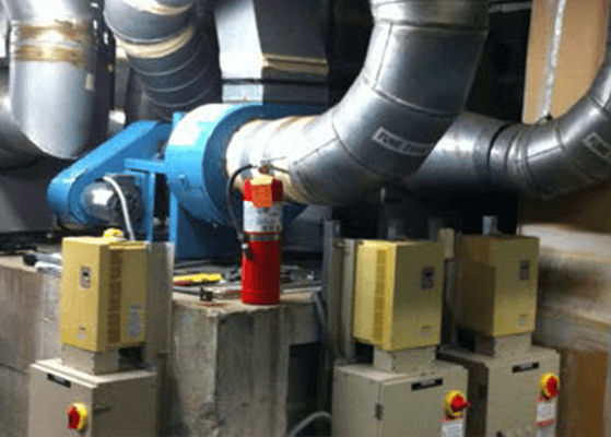 Pipes running into a mechanical system