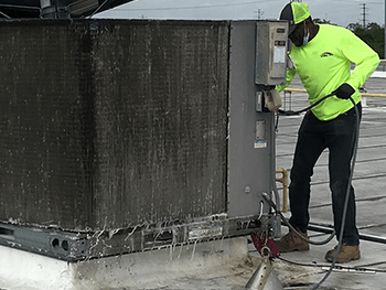 Power washing coils of HVAC system