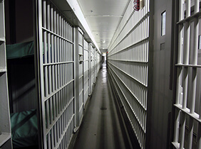 Jail cell doors and hallway